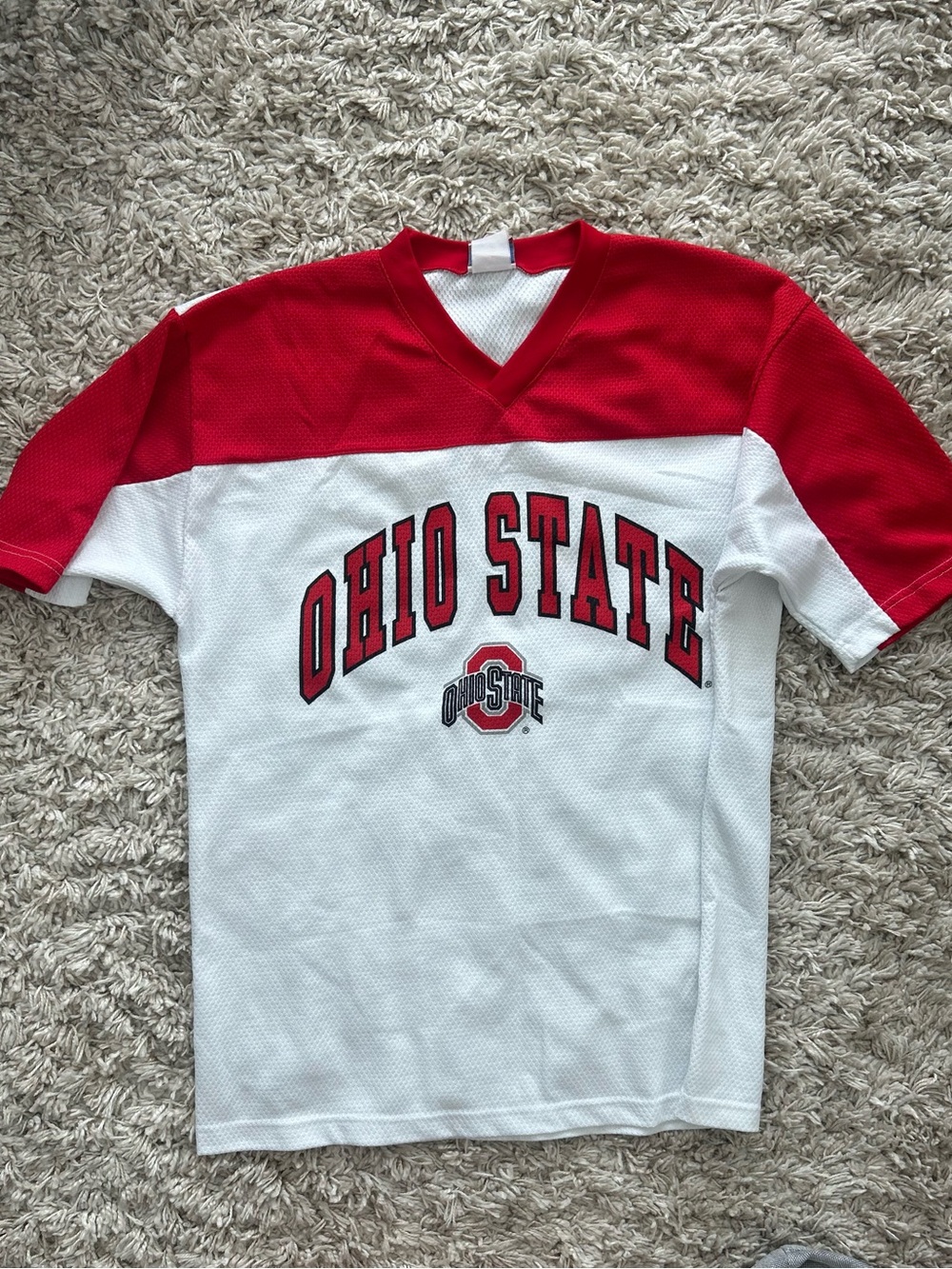 Sporto Red and White Ohio State Mesh Short-Sleeve Jersey